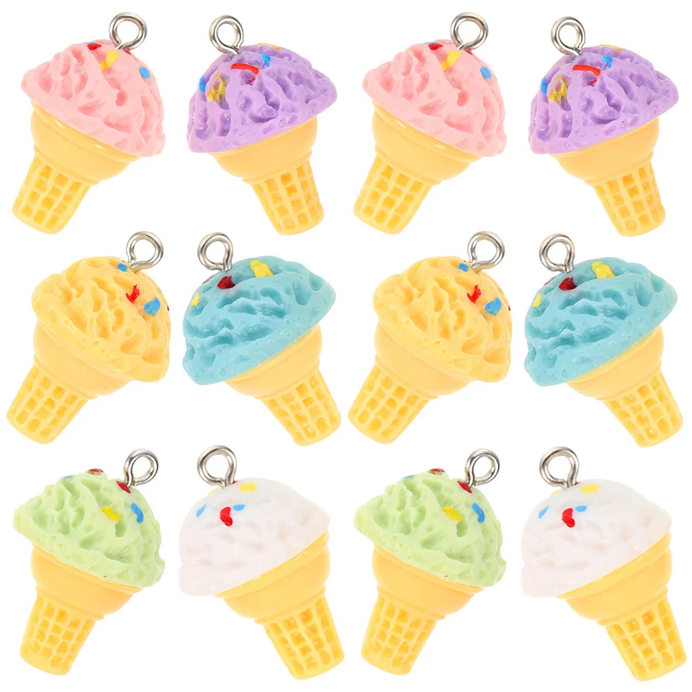 

12pcs Resin Accessories DIY Jewelry Pendants Ice Cream Charms Necklace Earrings Craft Decor Summer Phone Hanging Bright