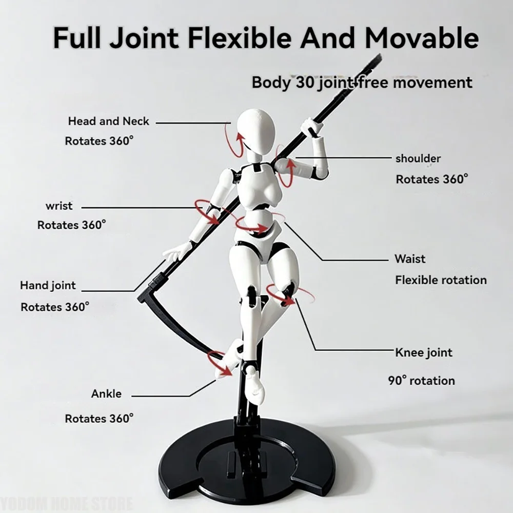 Posable Jointed Artist Mannequin, Flexible Action Figure Sketch Model for Drawing Practice & Desktop Home Decoration