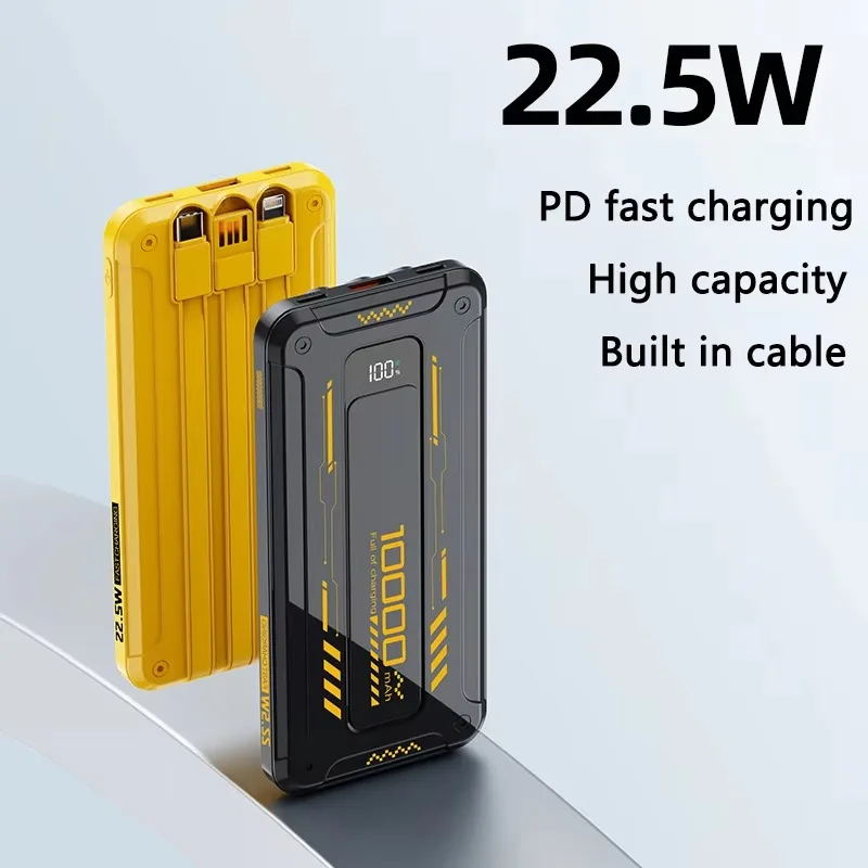 22.5w Super Fast Charging Built-in wire PowerBank 20000mAh USB Type C Portable Mobile Power bank 10000mah