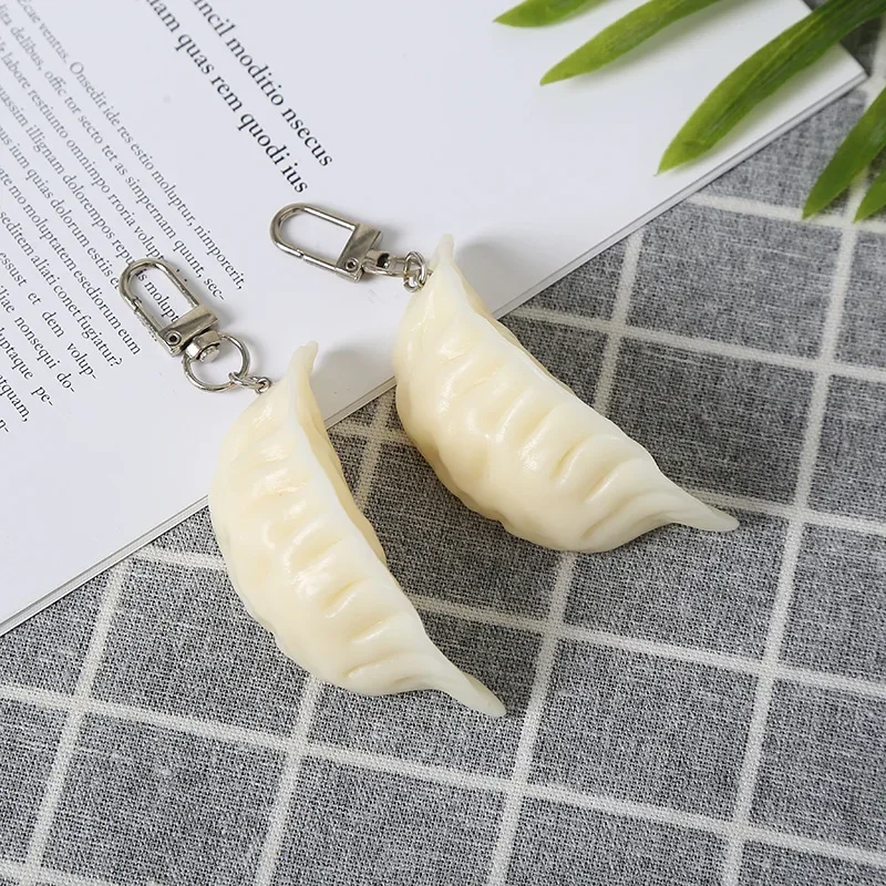 

Funny Creative Cartoon Simulated Boiled Dumplings Model Geometric Keychain for Women Girls Food Series Bag Accessories Key Ring