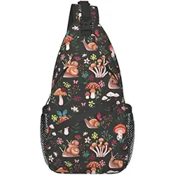 Magic Wild Mushroom Shrooms Sling Bag,Multipurpose Crossbody Shoulder Bags Travel Hiking Chest Backpack for Women Men