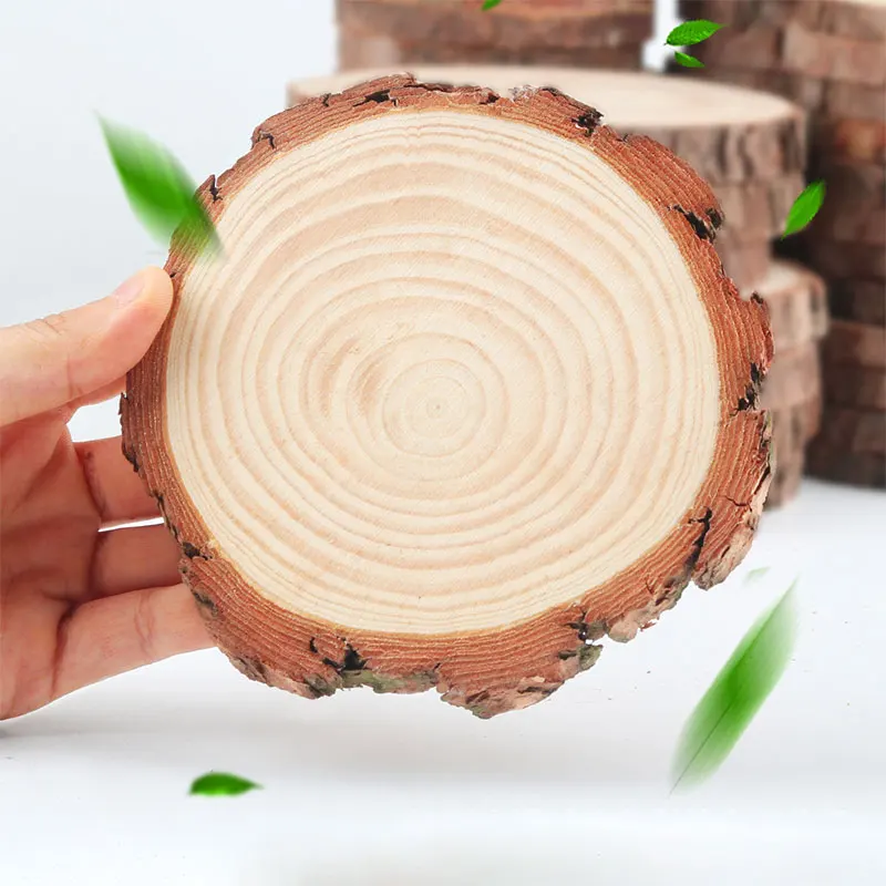 

3-18cm Thick Craft Complete Wood Coaster Unfinished Wooden Circles Natural for Craft Wood Christmas Ornaments Wedding DIY Crafts