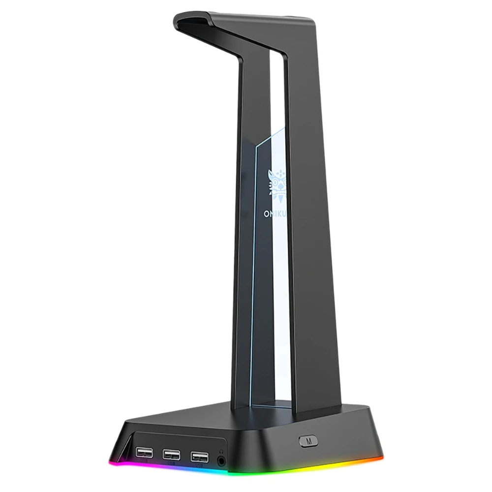 Onikuma St-2 Headset Stand Rgb with 3 USB Ports Desktop Headset Stand is Suitable for Pc Gamers Headset Black