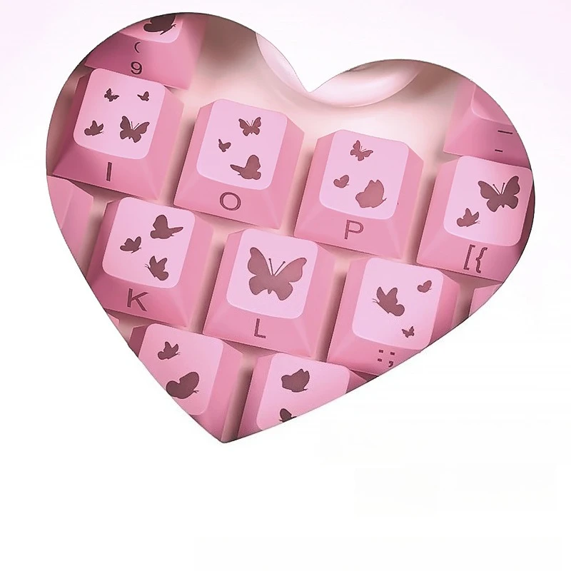 

21 keycaps pink butterfly love supplement original side engraved transparent magnetic axis mechanical keyboard
