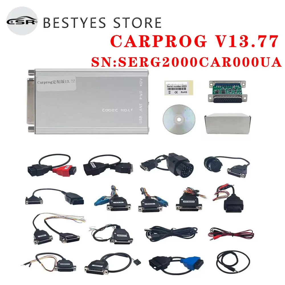 

Carprog V13.77 SERG2000CAR000UA Carprog 8.21 Full Adapters CarProg Online Programmer Auto Air-bagTool Better than Carprog10.93