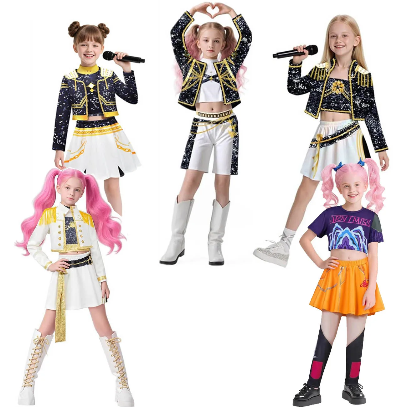 Kids Rumi Cosplay K-Pop Warrior Costume Set Star Girls Group Children Role-Playing Clothing Christmas Carnival Halloween Costume