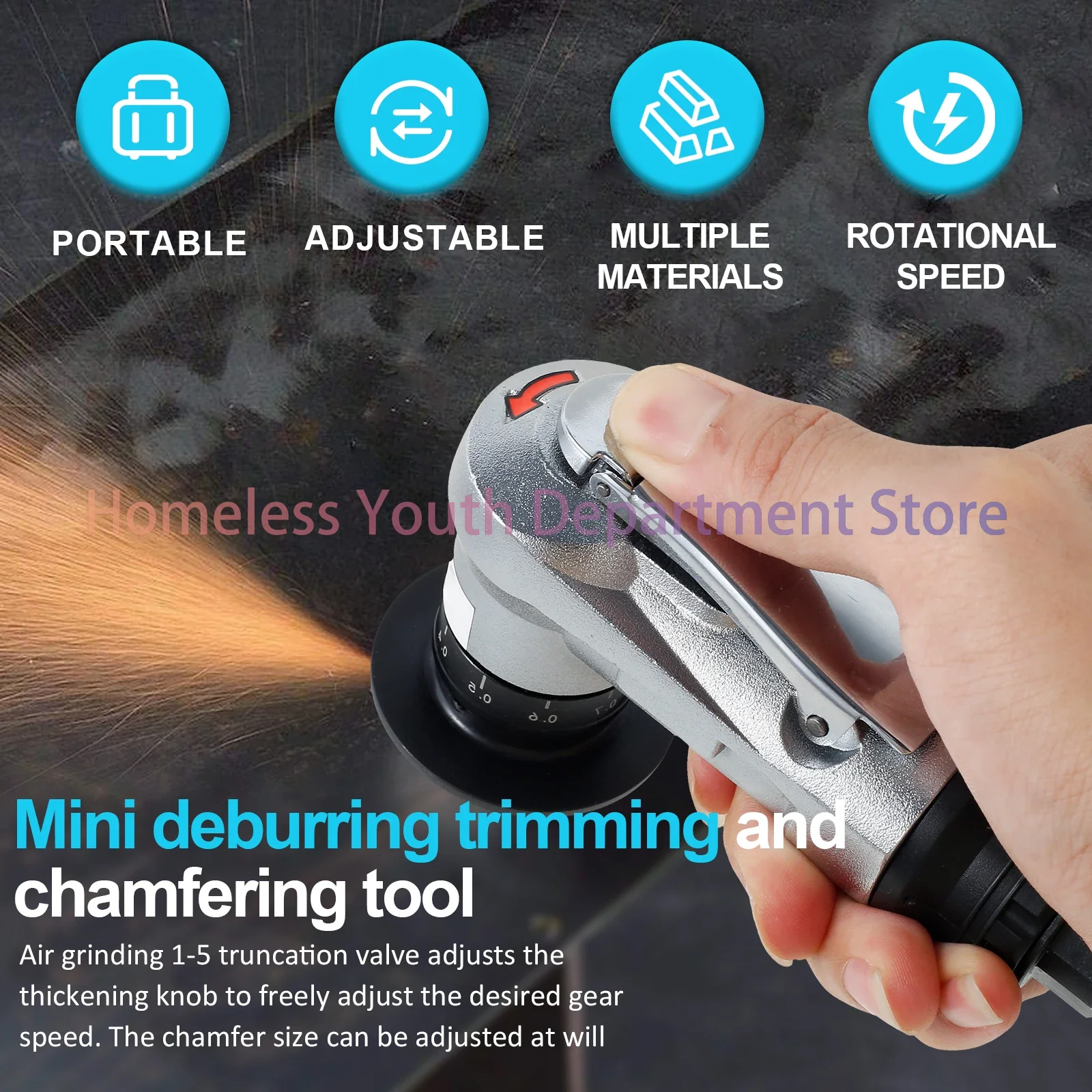 30000 RPM Pneumatic Chamfering Tool 45 Degree Metal Deburring Trimming Machine Arc Edge Beveler Kit for Precision Engineering