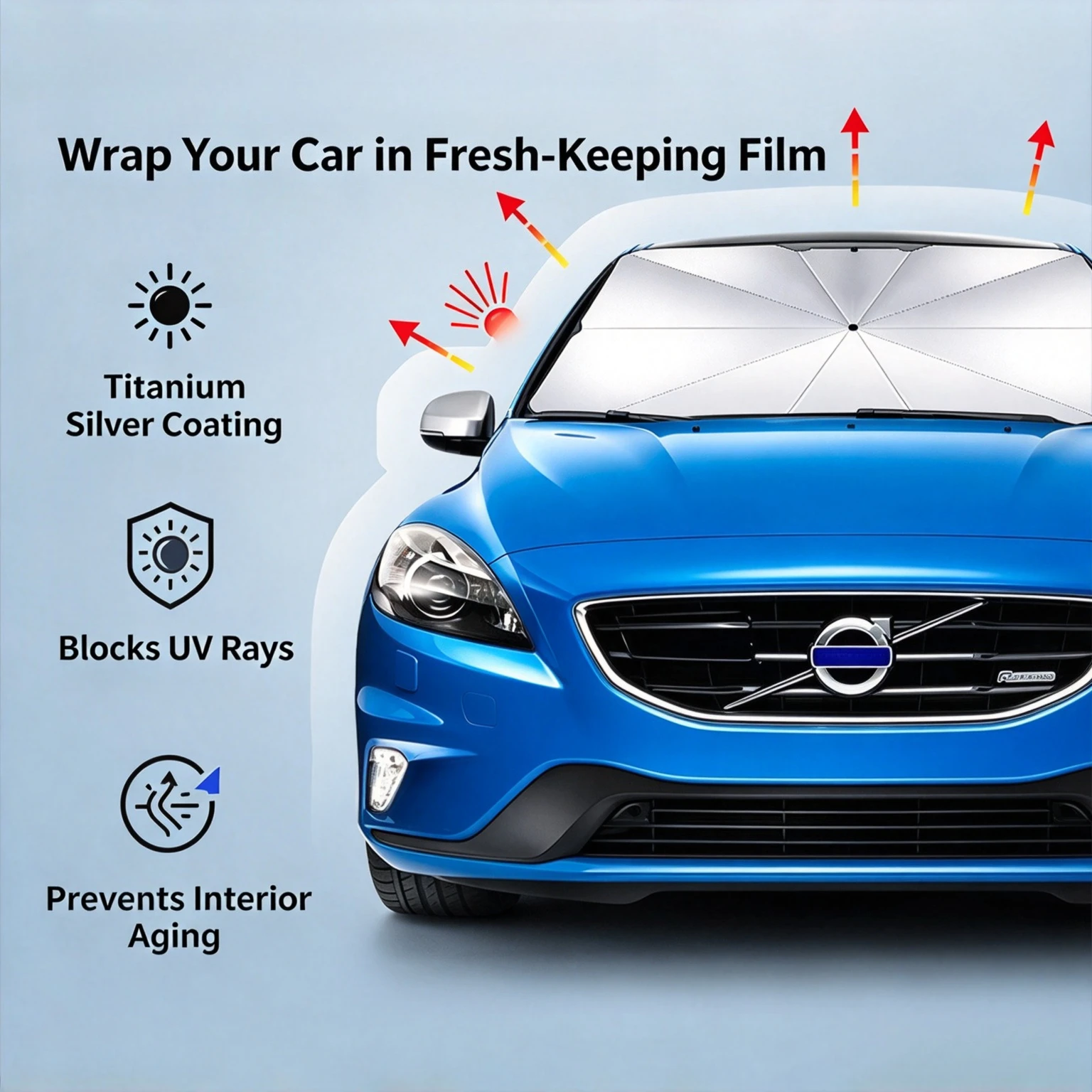 Car Sunshade Umbrella Type, Windshield Sun Visor Heat Insulation UV Protection Front Sun Shade Auto Accessories