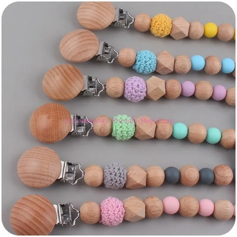 

85AE Star Silicone Bead Pacifier Clip for Baby Girl Boy Soother Chain Holder Babies Newborn Teething Toy Shower Gif