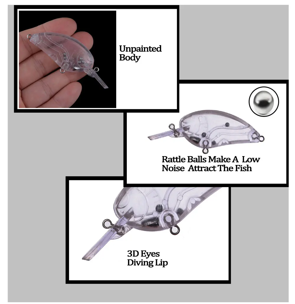 Chan’sHuang 20PCS Unpainted Blanks Bait 9.3g/75mm Flat Side Crankbait DIY Handmade Artificial Fishing Lure Tackle