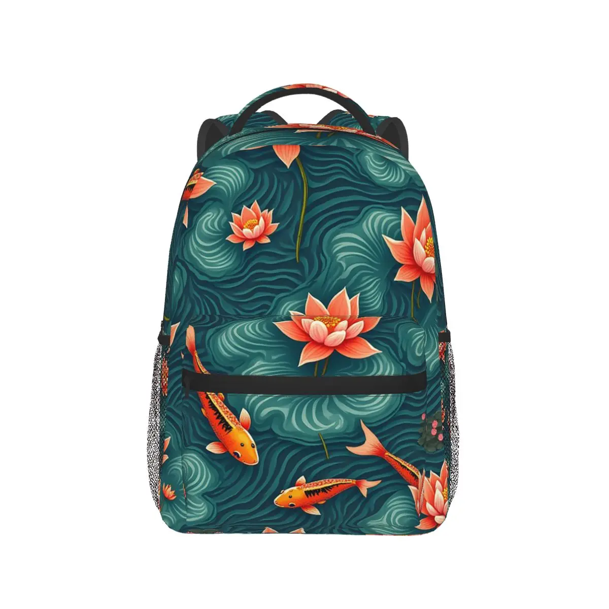 

Koi Fish Swimming Pattern Backpack Hot Sale Daypack Large Capacity Boys Girls BookBag School Bag Shoulder Bags for Men Women