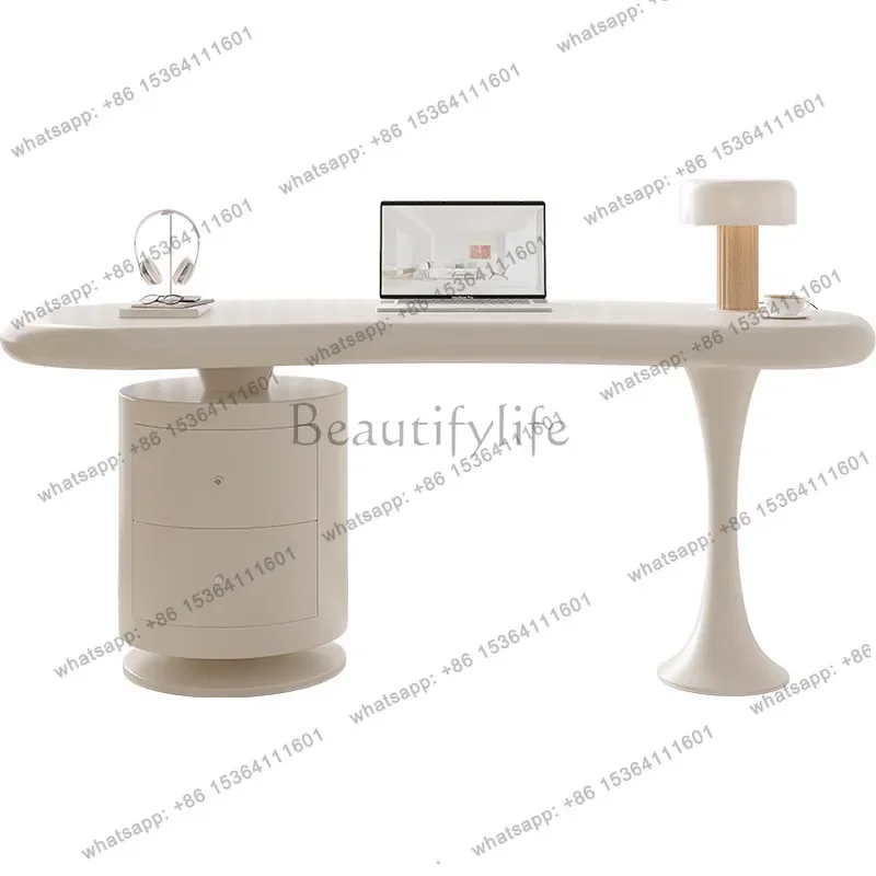 

D14Cream wind solid wood desk small apartment household French light luxury special-shaped desk