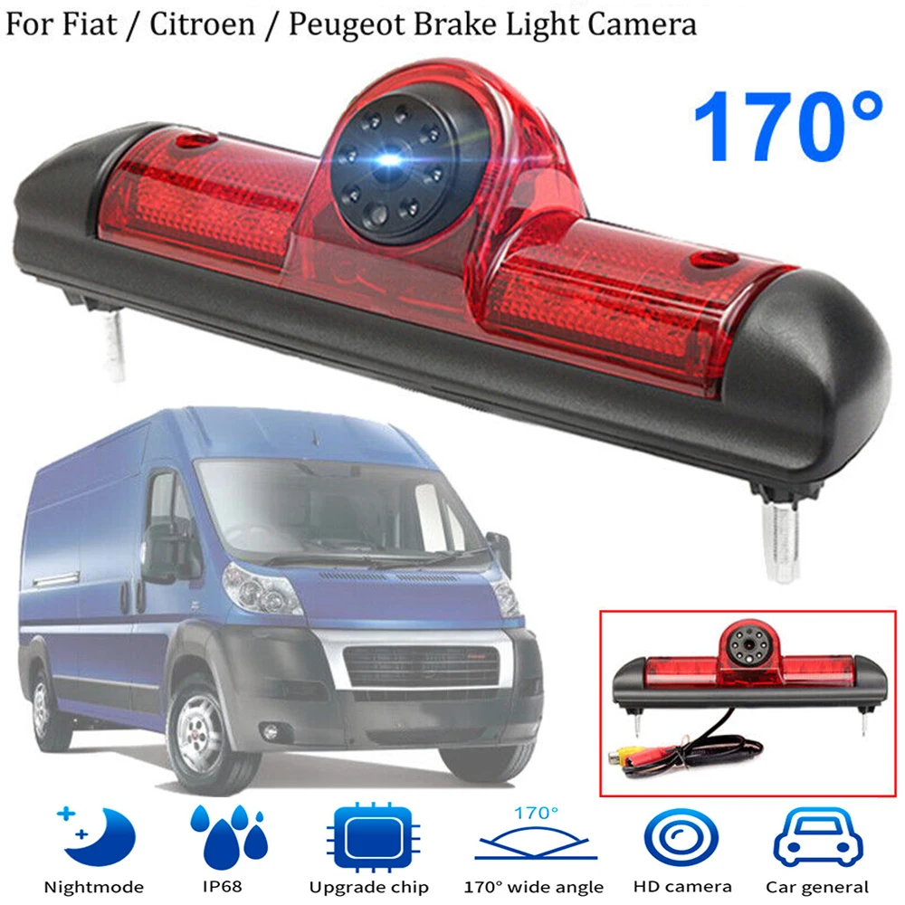 

170 Degree Car 3rd Brake Light Rear View Camera Waterproof Night Vision Reverse For Fiat Ducato Peugeot Boxer Citroen Jumper