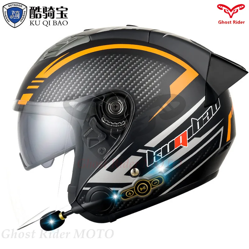 Smart Bluetooth helmet universal electric motorcycle sunscreen 4 season half helmet double lens with Bluetooth helmet motorcycle