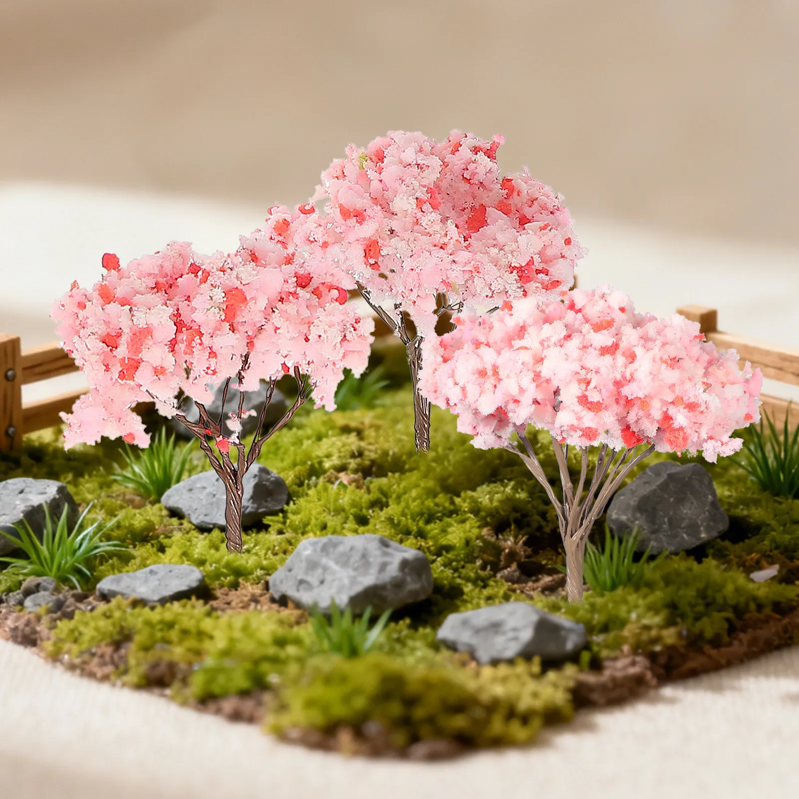

12 шт. Искусственные деревья сакуры с розовыми цветами, миниатюрные ландшафтные диорамы, декор для дома и офиса