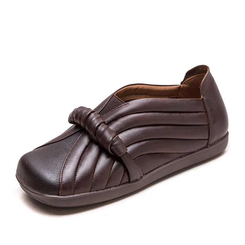 

2cm Ethnic Woman Comfy Suede Natural Cow Genuine Leather Autumn Slip on Soft Flats Leisure Square Ergonomic Shoes Loafer
