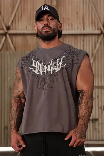 Imagen 2 del producto Novedad de verano, camiseta sin mangas sencilla de gran tamaño para hombre, chaleco de entrenamiento para correr y gimnasio de manga corta para deportes de algodón