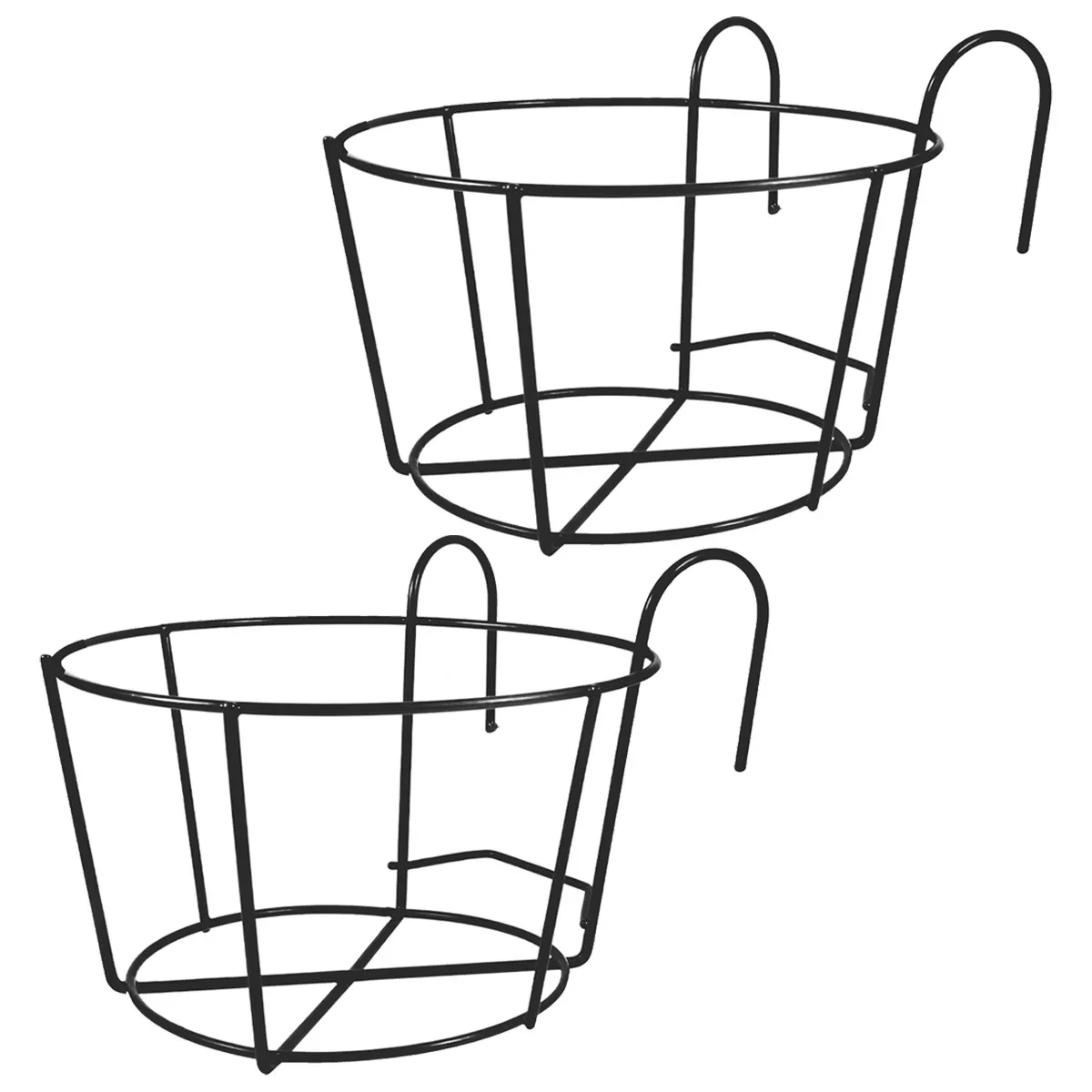 

Комплект из 2 черных железных настенных кронштейнов XL для цветочных горшков, для балкона и сада