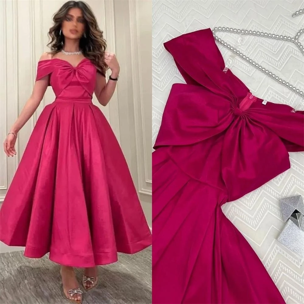 

Customized Prom Dresses Exquisite Off-the-shoulder Ball Gown Cocktail Bows Draped S Occasion Evening vestido de casamento 20