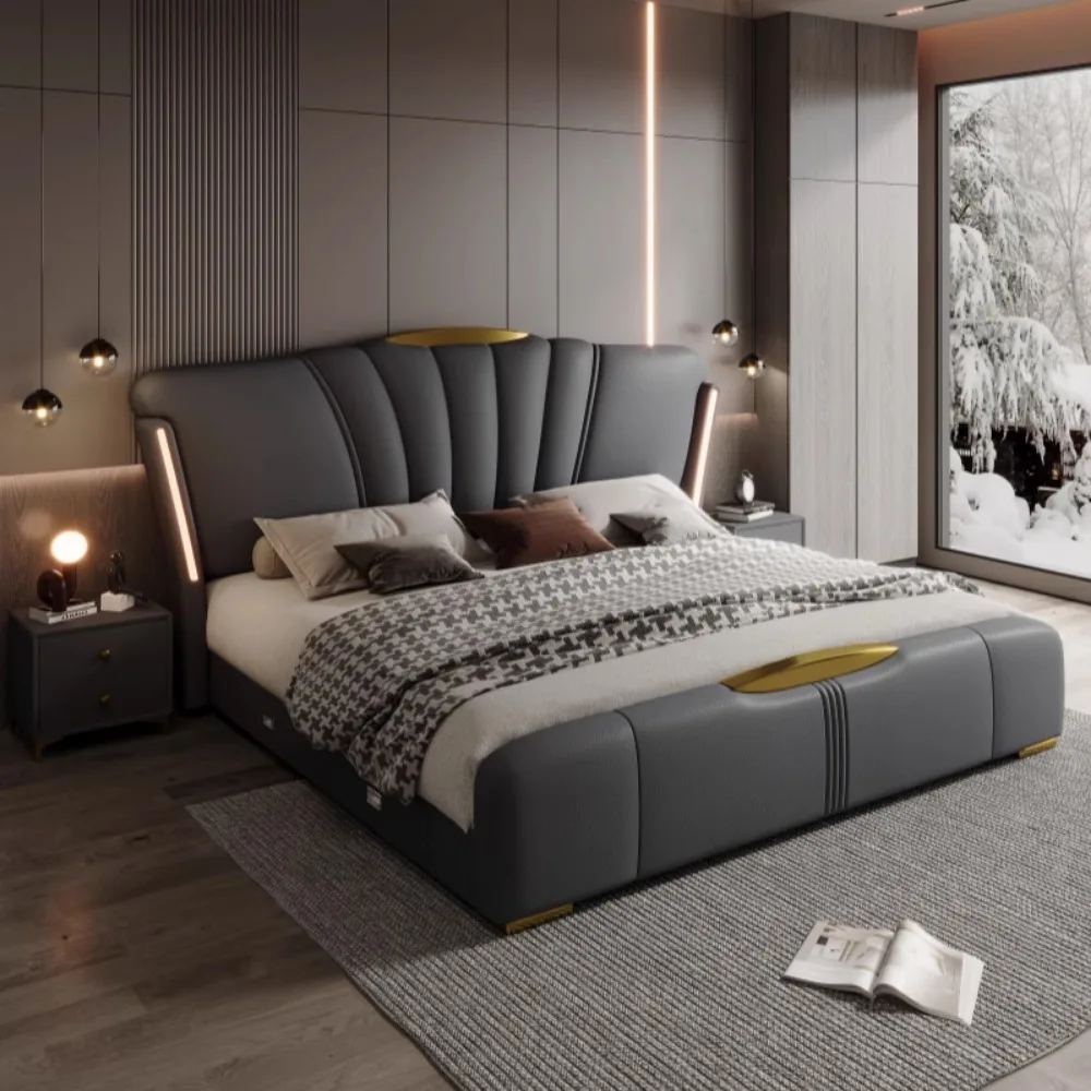 

Double Luxury Storage Bed 150x200cm 180x200cm Frame Upholstered Bed Minimalist King Sleeping Full Size Furniture Accessories