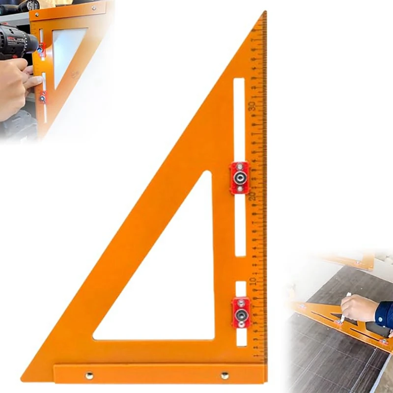 2In1 Rafter Square,Positioning Triangle Ruler Rafter Square Tool Adjustable Triangle Ruler Protractor For Woodworking