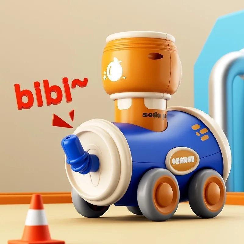 Baby Cartoon Jar Slid Car Press Inertia Small Car Toy Baby Can Play Rotate Toy with Whistle Safe Material Early Education Puzzle - view 3