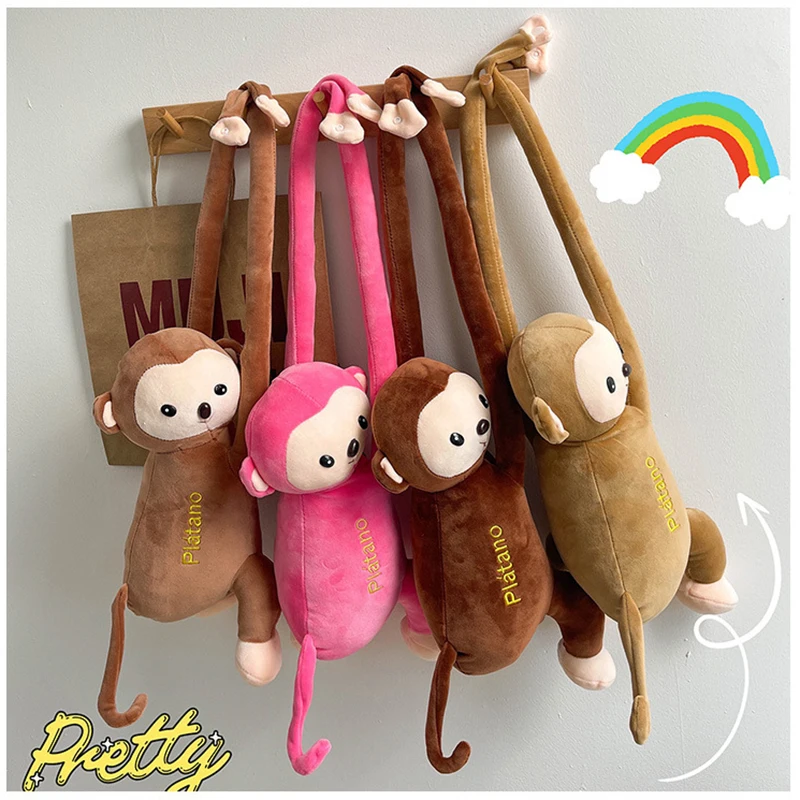 

Creative Funny Cartoon Monkey Cute Messenger Bag New Doll Plush Backpack Children Shoulder Bag Girl Plush Animal Bag Gift