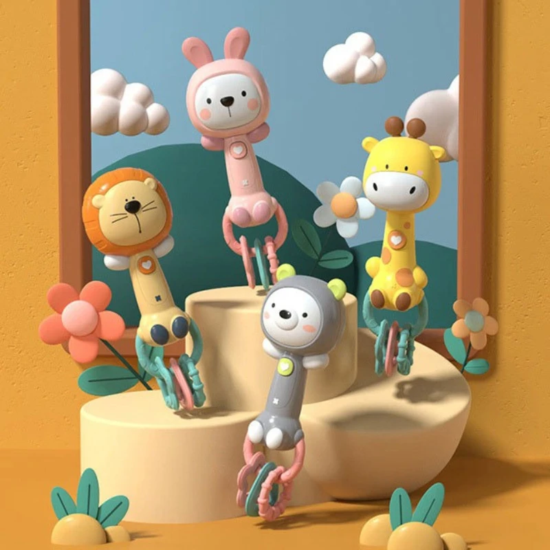 아기 뮤지컬 딸랑이 장난감 빛나는 치아발육기 장난감 0-3세 아기에게 완벽한 선물, 잡기 및 감각 발달