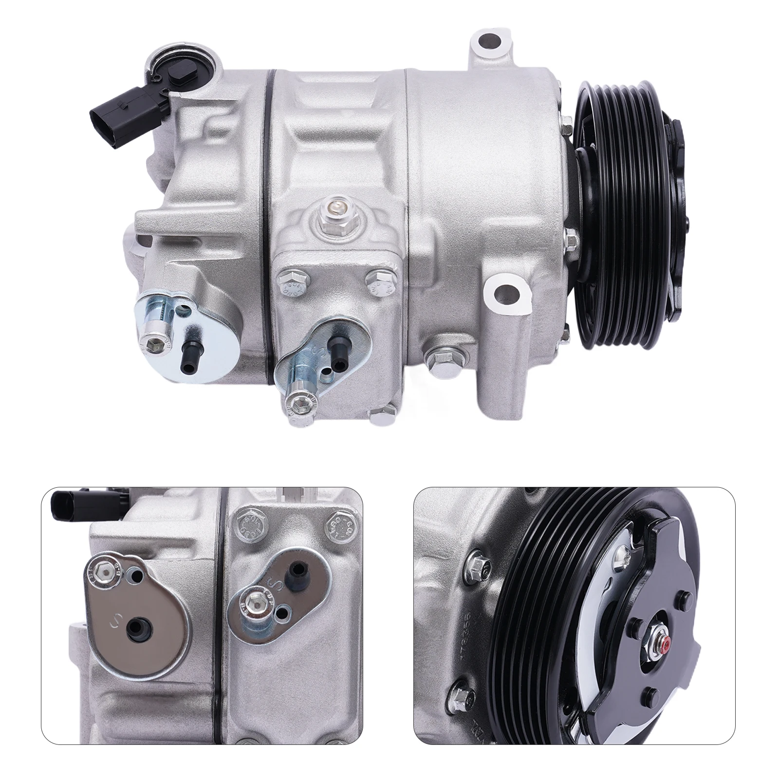 Automotive Air Conditioner Compressor, 6-Groove Pulley Silver AC Pump, OE Spec Replacement Compressor with CO11237C for VW 1.8L 2.0L Models