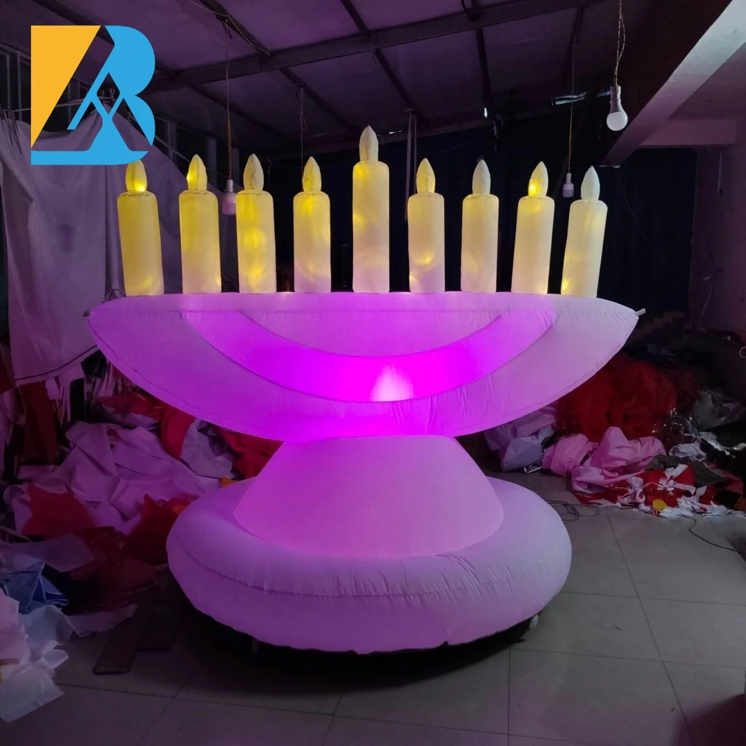 

Персонализированное гигантское светодиодное освещение, надувная свеча, дизайн для украшения мероприятий Хануки, игрушки