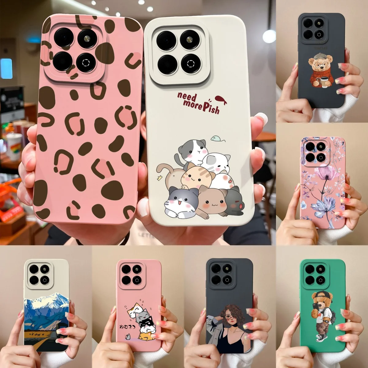 For Honor X6B Phone Case Cute Cats Soft Smooth Liquid Silicone Full Protection High Quality Coque Model JDY-LX1 LX2 Back Cover