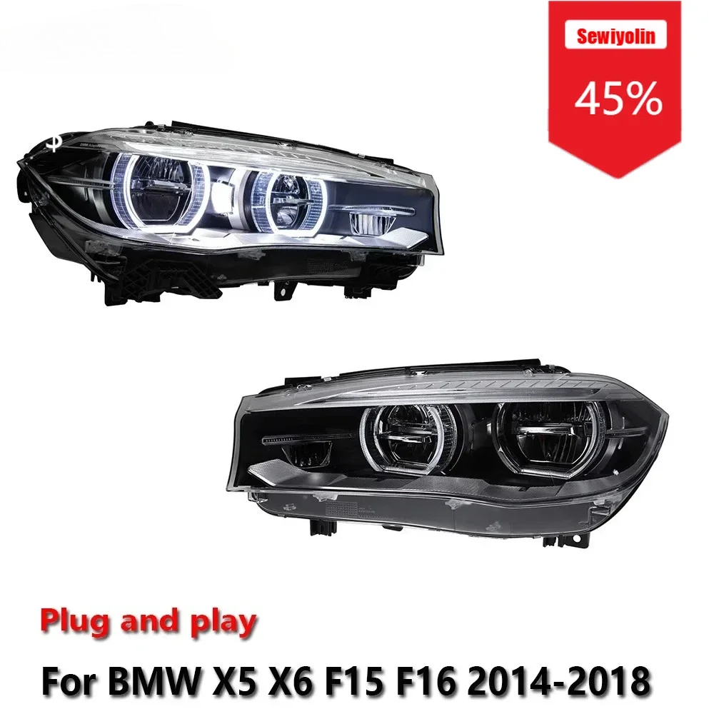 

Sewiyolin Автомобильные светодиодные фары в сборе для BMW X5 X6 F15 F16 2014-2018 Авто противотуманные фары DRL Тормозной указатель поворота Plug and Play