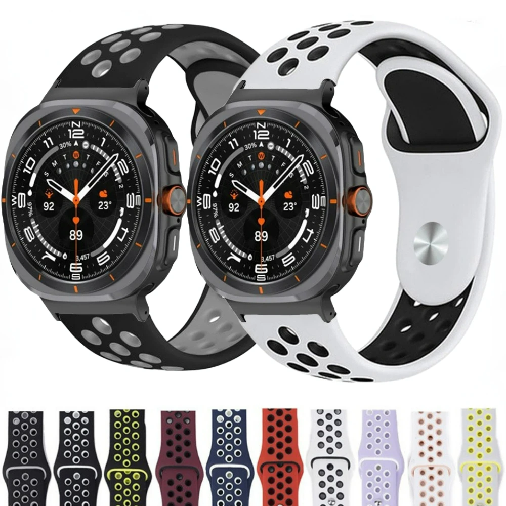 

Sport Silicone Strap for Samsung Galaxy Watch Ultra 47MM Two-color Breathable Replaceable Watchband for Galaxy Watch Ultra Strap