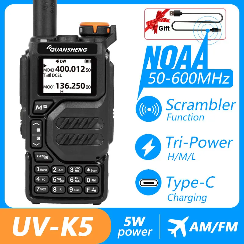 Quansheng UVK5 walkie-talkie long-distance professional civil outdoor go on road trip UV multi-frequency full-length hand-held a