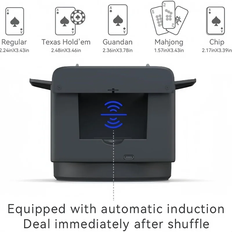 充電式自動カードディーラーマシン、ポーカーディスペンサー、4ボタン付きカジノトランプ、360 ° 、2 in 1