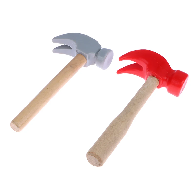 

Children's simulation hammer wooden handle solid hammer toy beat repair tool mini wooden hammer solid PP plastic super strong