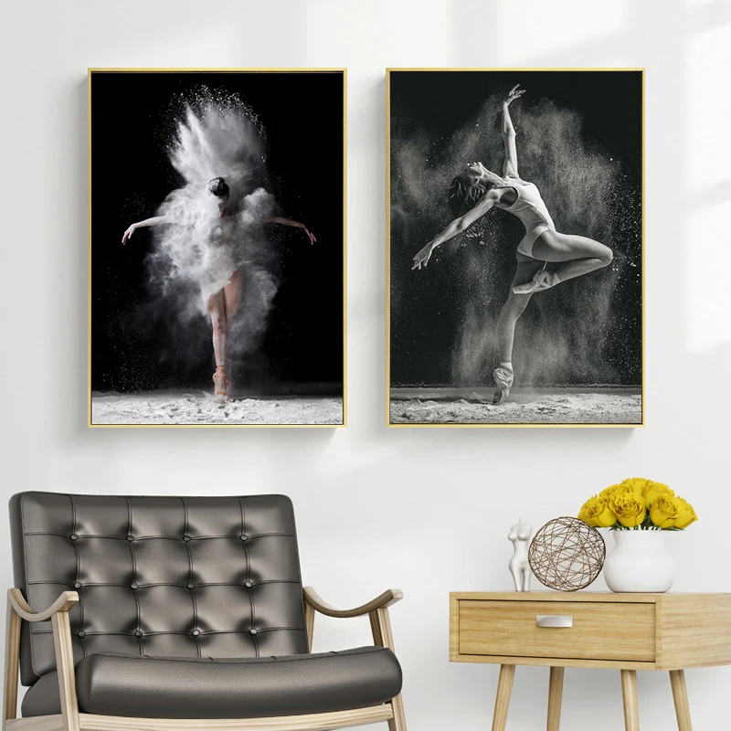 

Black and White Ballet Dancer Poster and Print Modern Figure Canvas Painting Wall Art Picture for Living Room Home Decoration