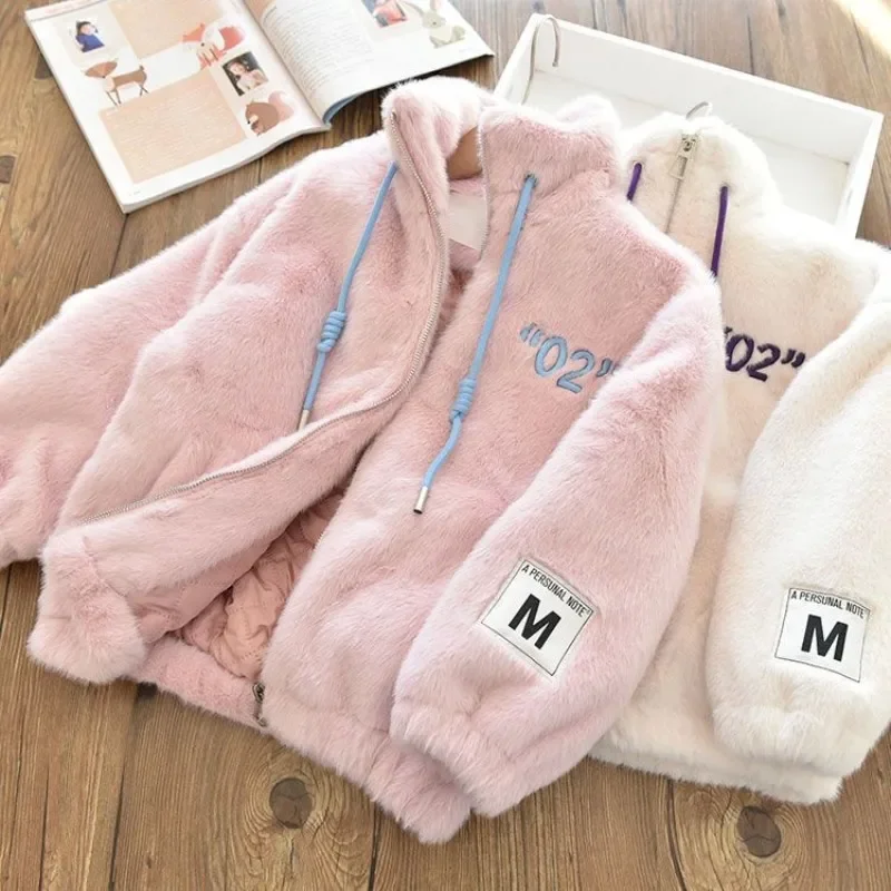 

2024 New Fashion Baby Winter Warm Imitation Fur Coats For Girls Long Sleeve Warm Jacket Christmas Party Kids Outwear Clothing