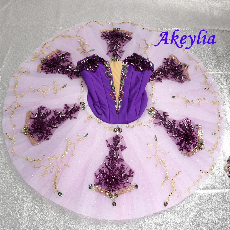 Dark purple Ballet Tutu Professional Girl competition royal purple Women Pancake tutu Ballet classical Dress customize JN0510