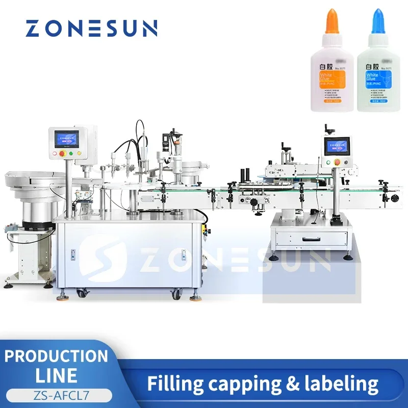Zonesun ZS-AFCL7 Verpackungsmaschine für Kleberflaschen, Abfüll- und Verschließ- und Etikettiermaschine