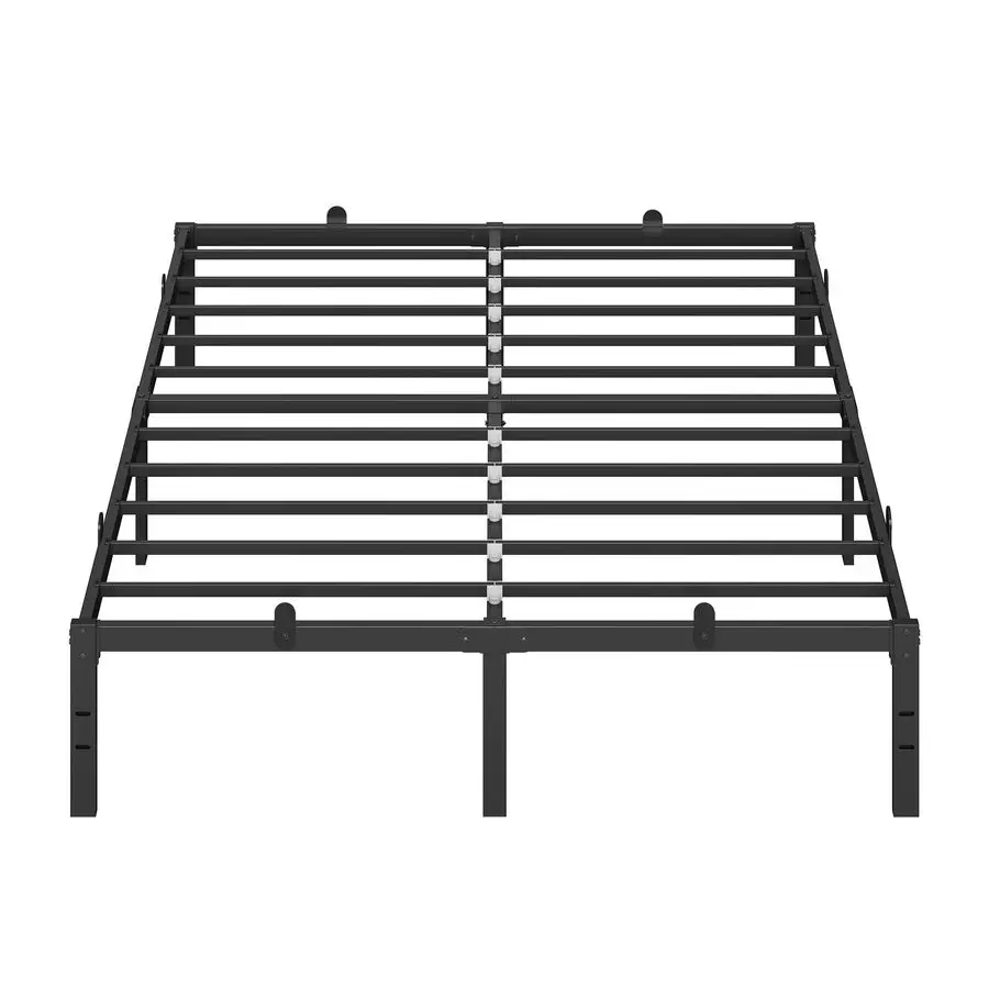 Base de Cama Doble de Metal 140 x 200 cm con Almacenamiento Debajo de la Cama, Cama Moderna para Invitados, Fácil Montaje, Color Negro Tinta RMB134B01