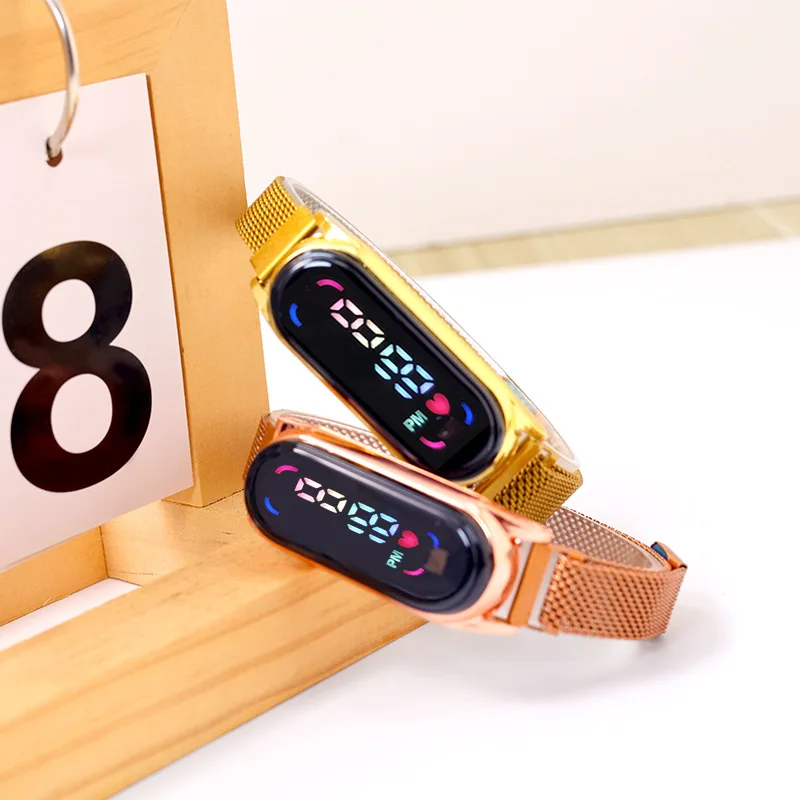 2026 Neue LED-Kinderuhren für Mädchen und Frauen mit Magnetarmband, Touchscreen, Feminine Digitaluhr, Geschenk – Detail 2