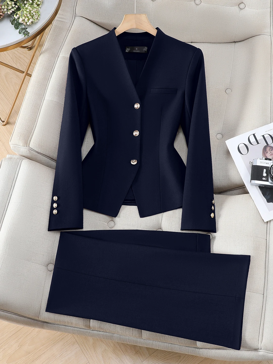 Professional Women's Suit Set Autumn Fashion High-End OL Work Commute Outfit Western Style Jacket Work Uniform Polyester Fiber
