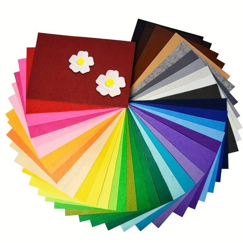 

40pcs 6x6&7.8x11.8 Inch Premium Non-Woven Felt Sheets for Craft 2mm Thick Durable Polyester Blend Assorted Colors Craft Felt