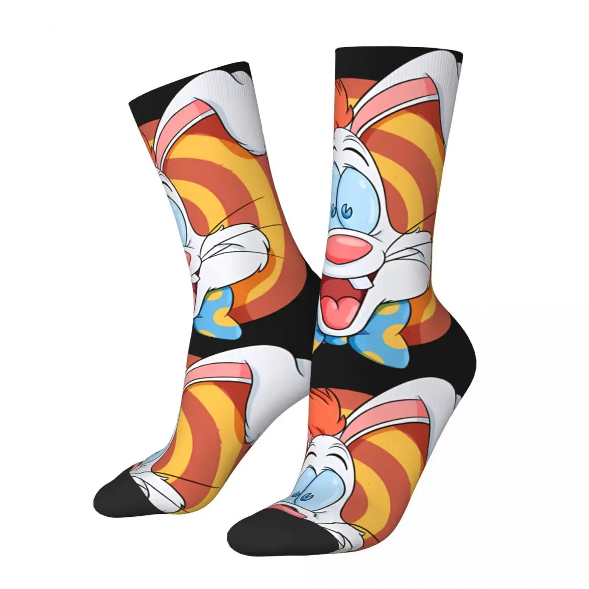 Funny Crazy compression Fun Sock for Men Hip Hop Vintage W-Who Framed Roger Rabbit Cartoon Happy Seamless Pattern Printed