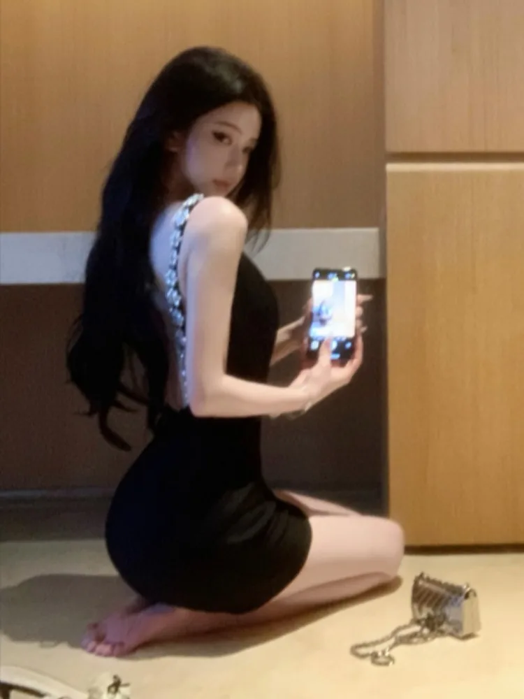 

Heavy Embellished Pure Desire High-Definition Strapless Diamond Short Dress Women's Design Slimming Bodycon Skirt Sexy Summer