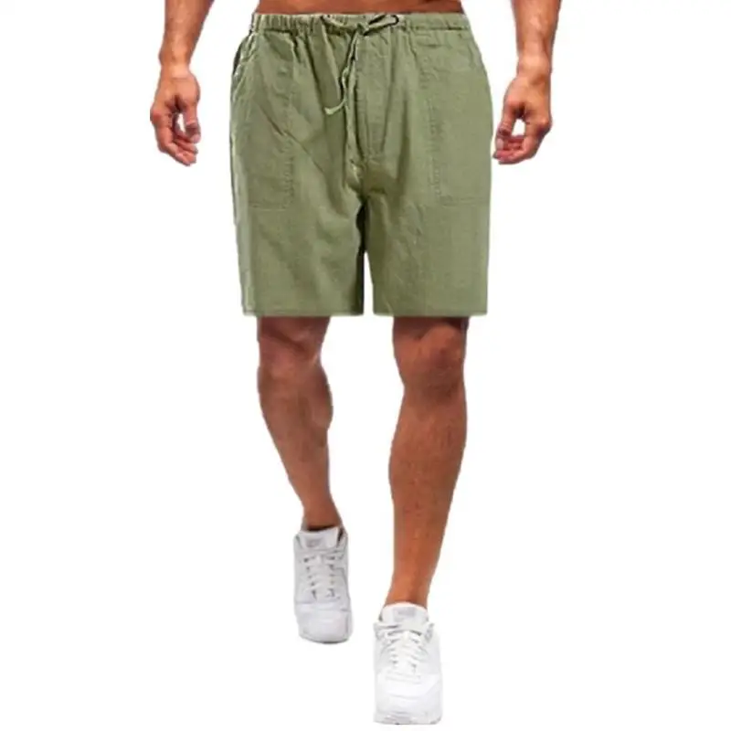 Short chino en lin élastique pour hommes, mode coréenne, coton, décontracté, demi-pantalon de plage, vêtements de travail, solide, document, nouveau, été, 2024