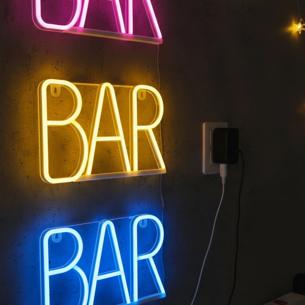 Bar LED Neon Sign Light with On/Off Switch and Copper Material Lighting for Club Pub Nightclub Birthday Store Party Ideal Gift