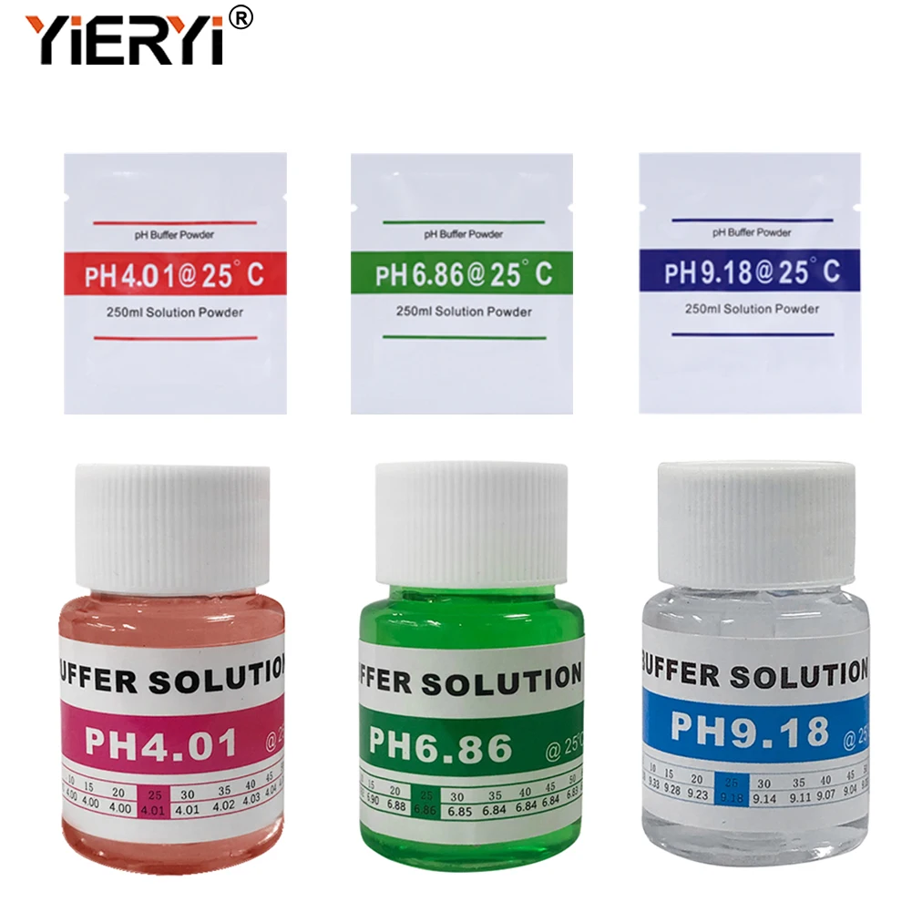 Yieryi High Precision PH Calibration Solution Kit PH4.01 6.86 9.18 Liquid + Powder With ORP 256mV Buffer Powder For PH ORP Meter