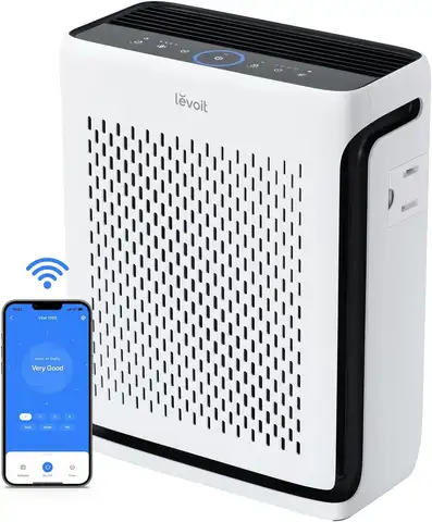 공기 품질 모니터, 스마트 WiFi, 세척 가능한 사전 필터, 애완동물, 알레르기, 먼지, 꽃가루를 위한 HEPA 수면 모드를 갖춘 LEVOIT 공기 청정기